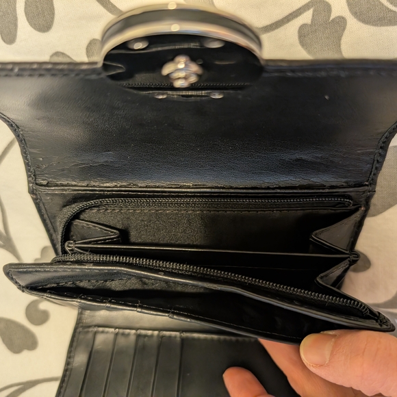 Coach Black Leather Alexandra Slim Envelope Wallet with Silver Medallion - Picture 8 of 16